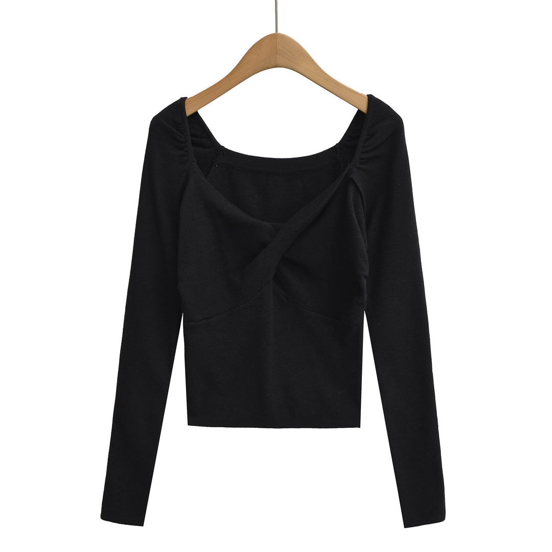 Dame elegant topp med rynkat design och snygg båthals Mirla-Eva Jonsson