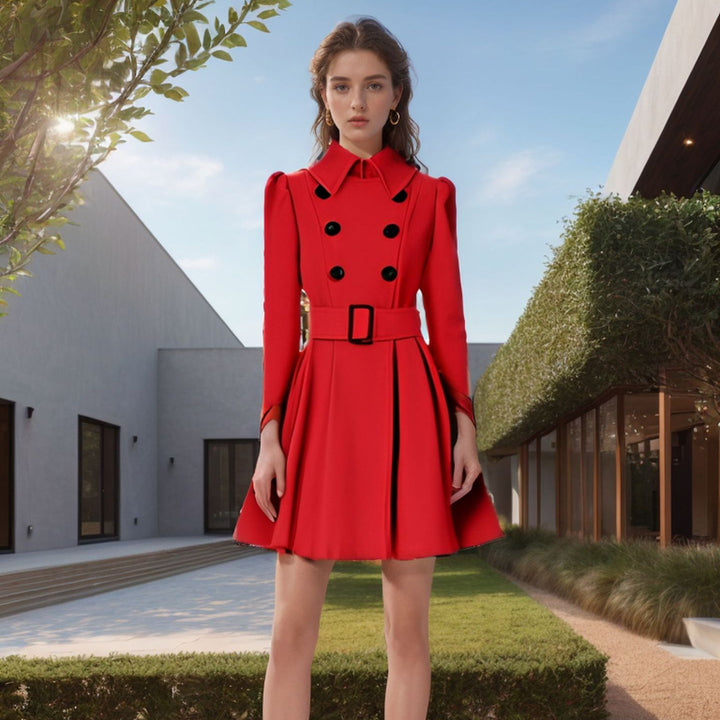 Dame elegant trench coat med figursydd snitt och dekorativa knappar Mirla-Eva Jonsson
