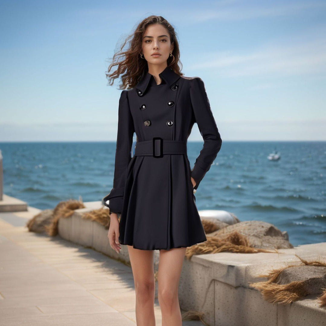 Dame elegant trench coat med figursydd snitt och dekorativa knappar Mirla-Eva Jonsson