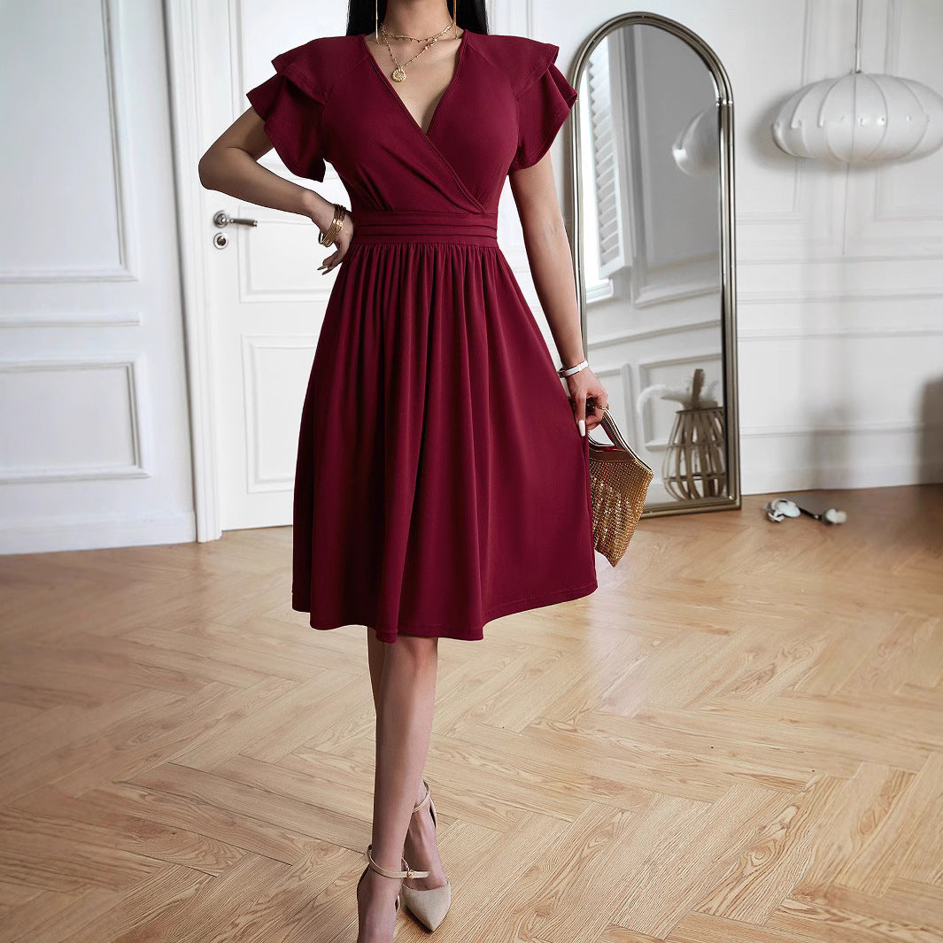 Dame elegant wrap dress with ruffle details and waist Mirla-Eva Jonsson