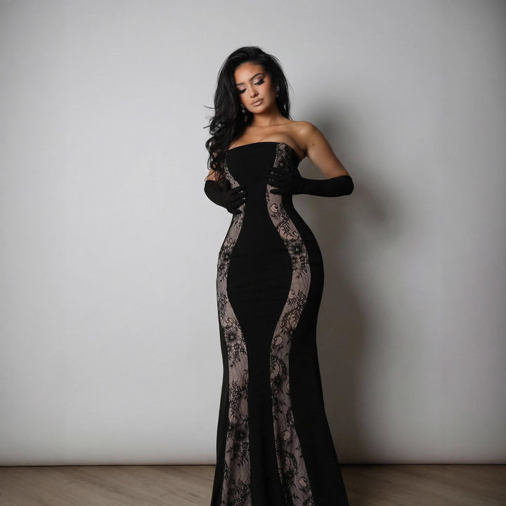 Dame evening dress with luxurious cut and noble lace elements-Eva Jonsson