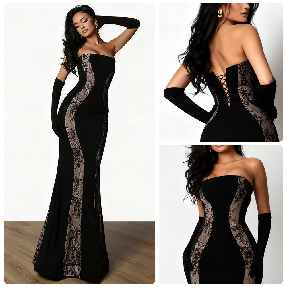 Dame evening dress with luxurious cut and noble lace elements-Eva Jonsson