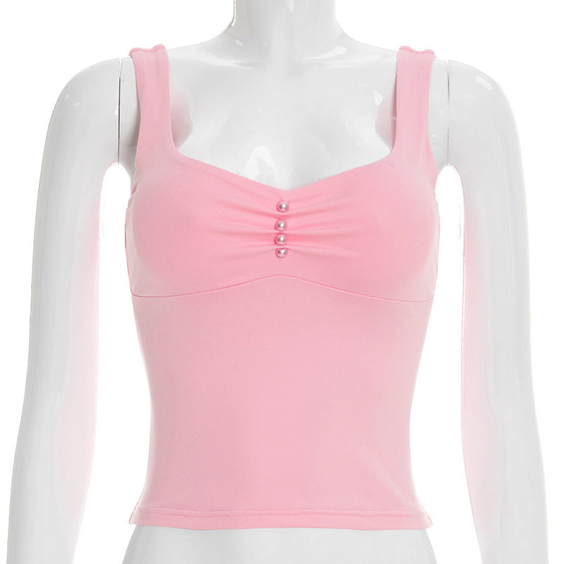 Dame fashion bustier top with decorative button details Mirla-Eva Jonsson