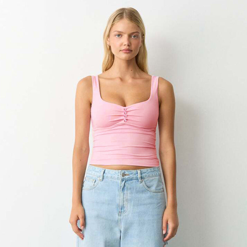 Dame fashion bustier top with decorative button details Mirla-Eva Jonsson