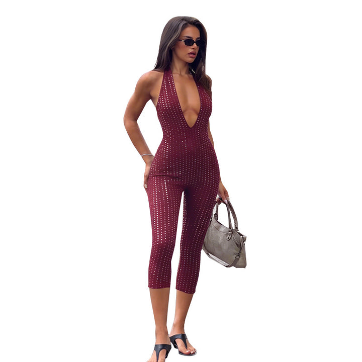 Dame fashion net jumpsuit with deep neckline Mirla-Eva Jonsson