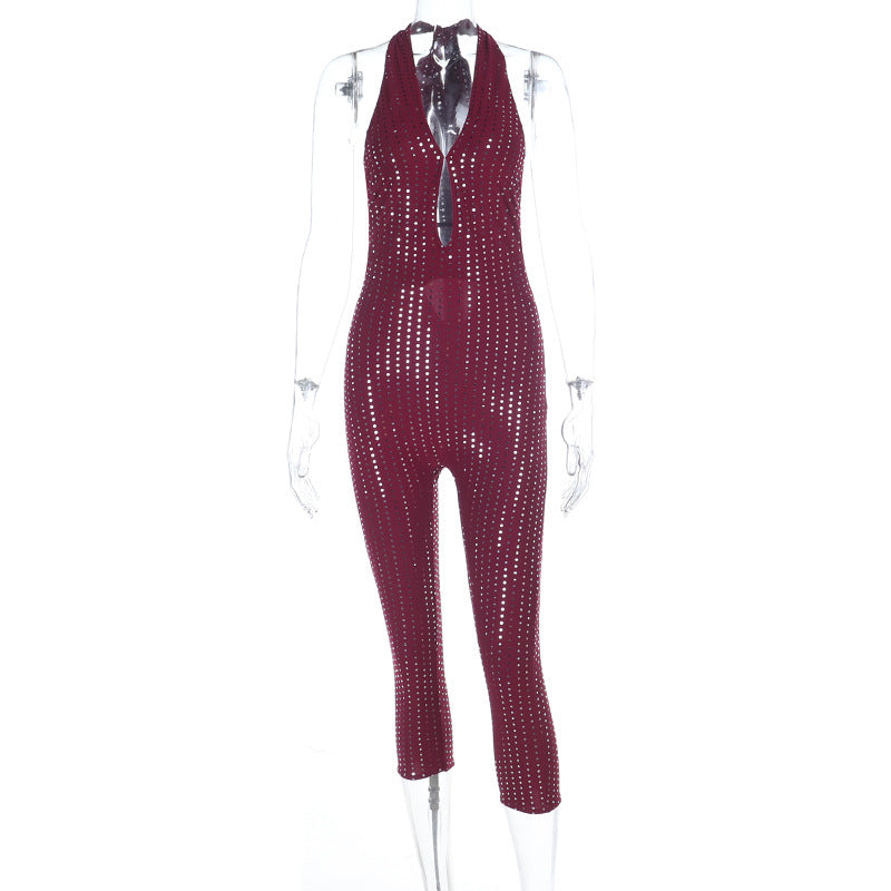 Dame fashion net jumpsuit with deep neckline Mirla-Eva Jonsson