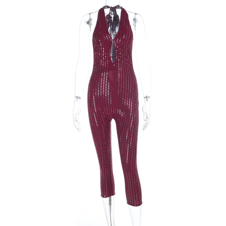 Dame fashion net jumpsuit with deep neckline Mirla-Eva Jonsson