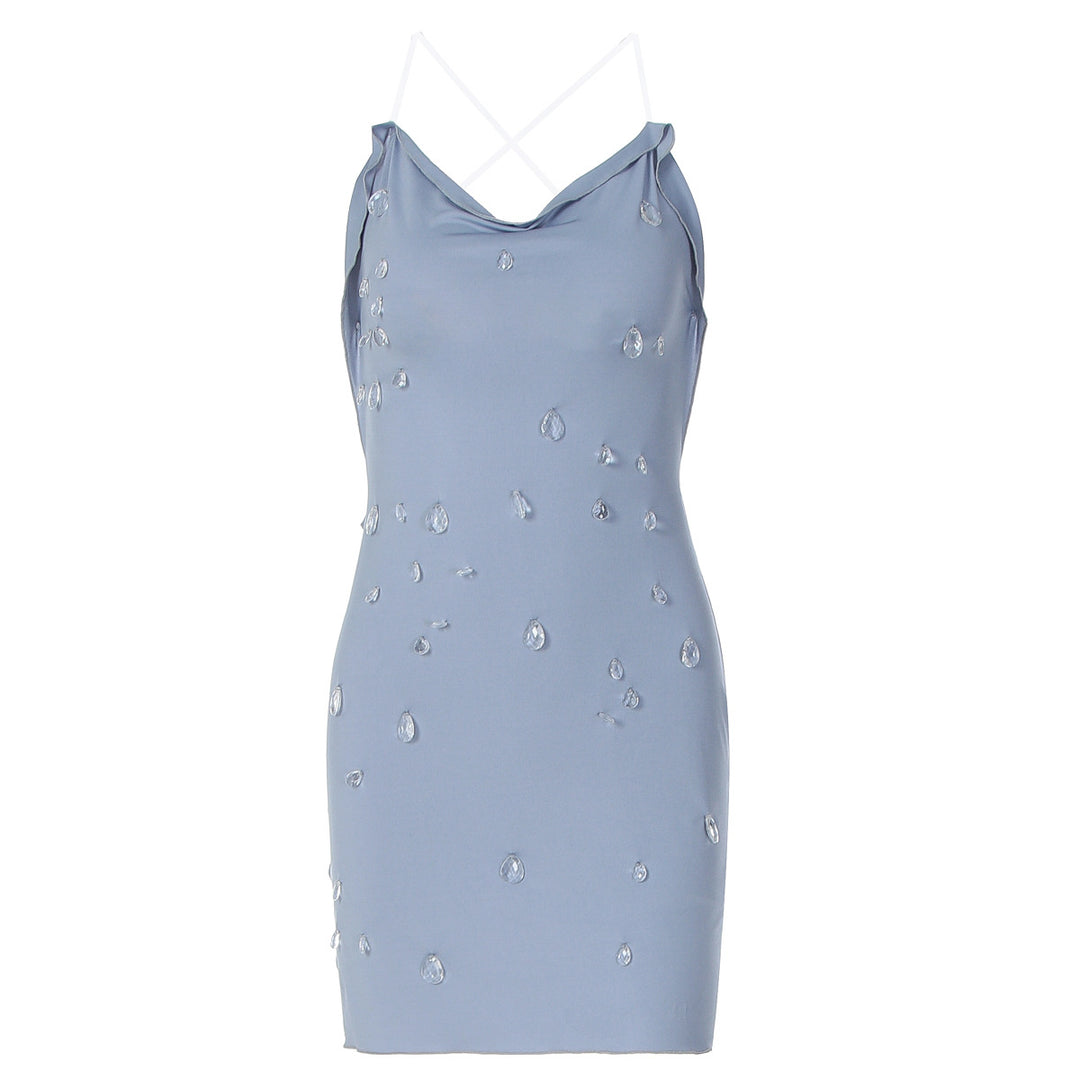Dame figurbetonande Minikjol med elegant drapering och transparenta applikationer Mirla-Eva Jonsson