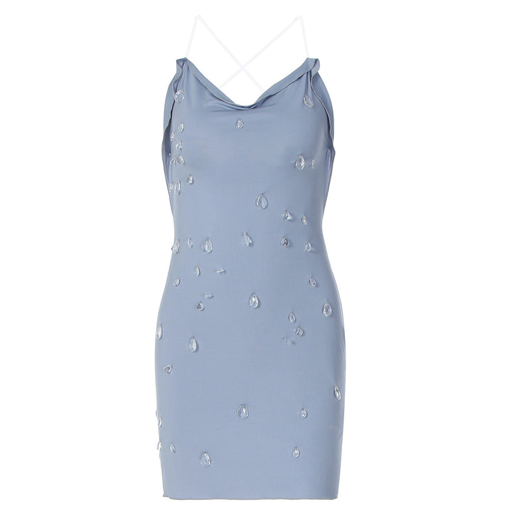 Dame figurbetonande Minikjol med elegant drapering och transparenta applikationer Mirla-Eva Jonsson