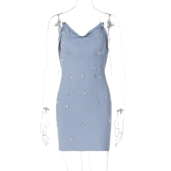 Dame figurbetonande Minikjol med elegant drapering och transparenta applikationer Mirla-Eva Jonsson