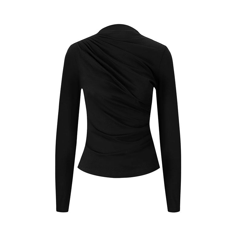 Dame figurnära långärmad topp med eleganta draperingar Mirla-Eva Jonsson