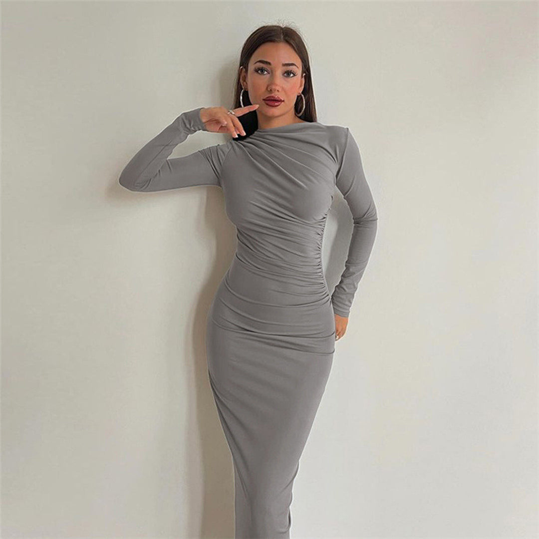 Dame figurnära maxiklänning med elegant rynkning Mirla-Eva Jonsson