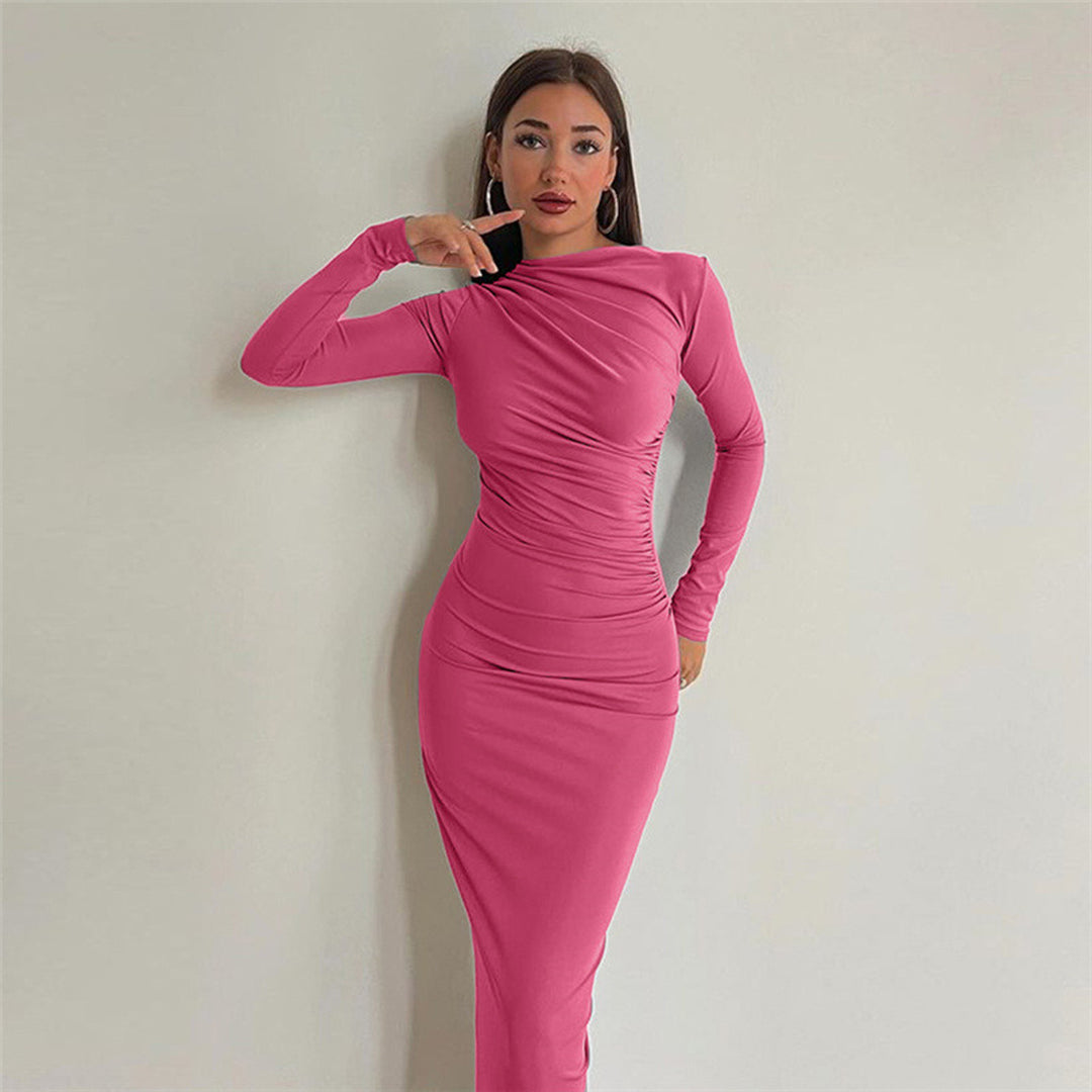Dame figurnära maxiklänning med elegant rynkning Mirla-Eva Jonsson