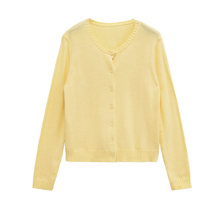 Dame fin stickad cardigan med träknappar Mirla-Eva Jonsson