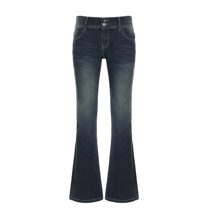 Dame flare jeans med høy midje og trendy detaljer Mirla-Eva Jonsson
