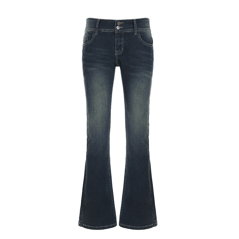 Dame flare jeans med høy midje og trendy detaljer Mirla-Eva Jonsson