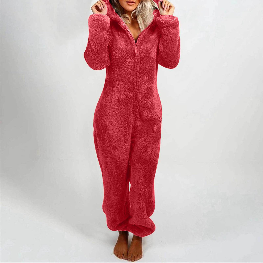 Dame fleece jumpsuit med huva och färgövergångsdesign Mirla-Eva Jonsson