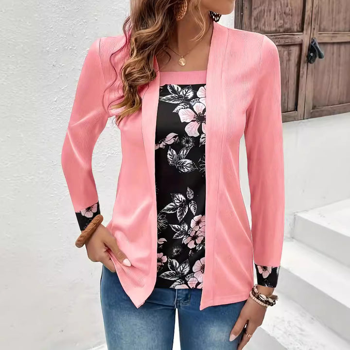 Dame fritidsjacka med modernt blommigt accent och elegant snitt Eva Jonsson-Eva Jonsson