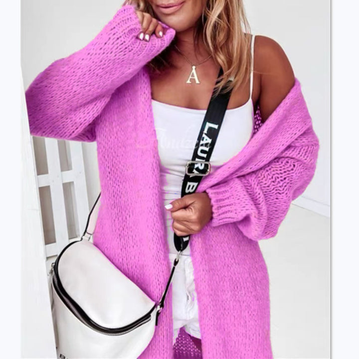 Dame grovstickad jacka med oversized skärning och mysiga detaljer Eva Jonsson-Eva Jonsson