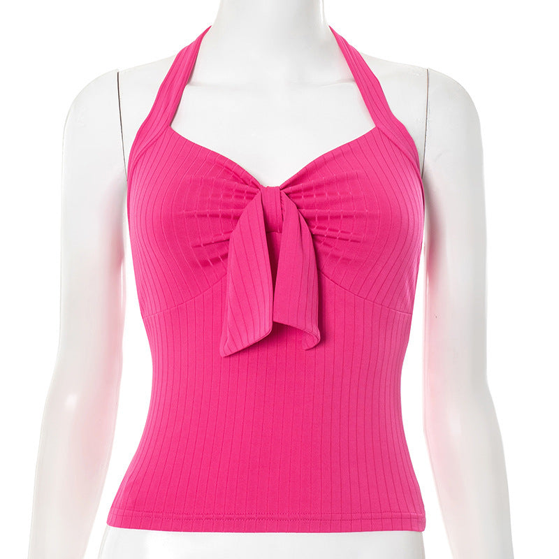 Dame halter top med stilfull knut och smal skärning Mirla-Eva Jonsson