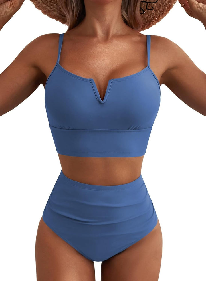 Dame hög midja bikini-set med modern V-ringning och bekväm passform Mirla-Eva Jonsson