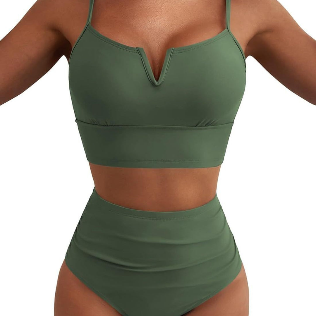 Dame hög midja bikini-set med modern V-ringning och bekväm passform Mirla-Eva Jonsson
