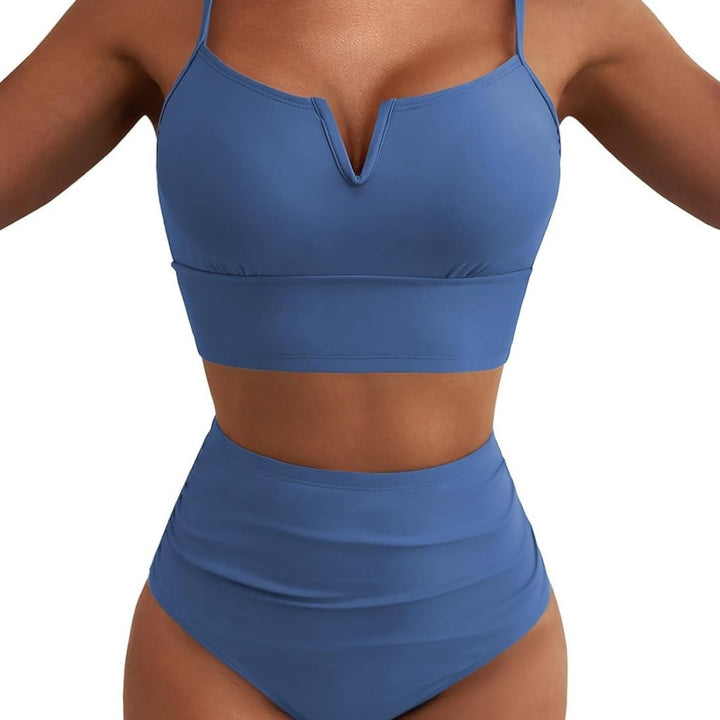 Dame hög midja bikini-set med modern V-ringning och bekväm passform Mirla-Eva Jonsson