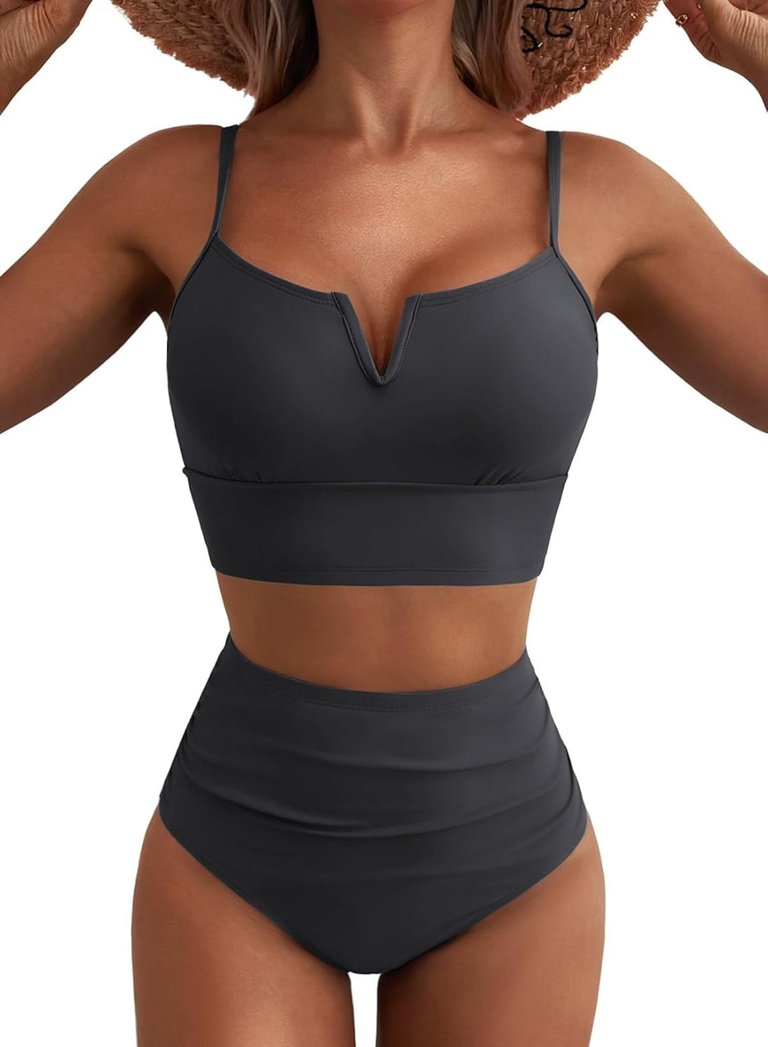 Dame hög midja bikini-set med modern V-ringning och bekväm passform Mirla-Eva Jonsson