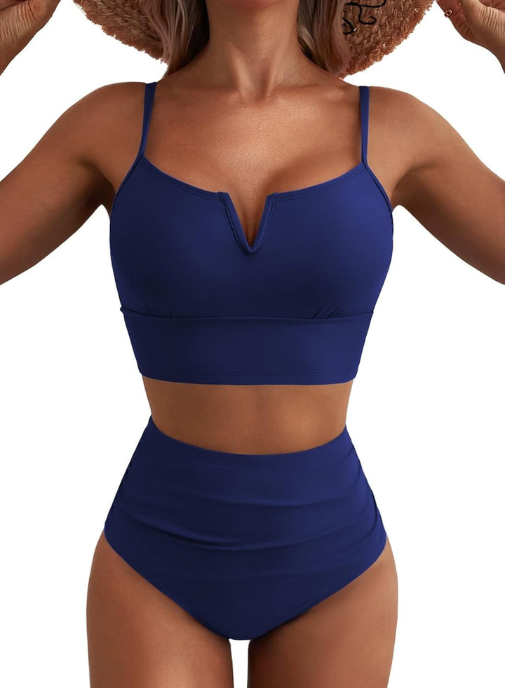 Dame hög midja bikini-set med modern V-ringning och bekväm passform Mirla-Eva Jonsson