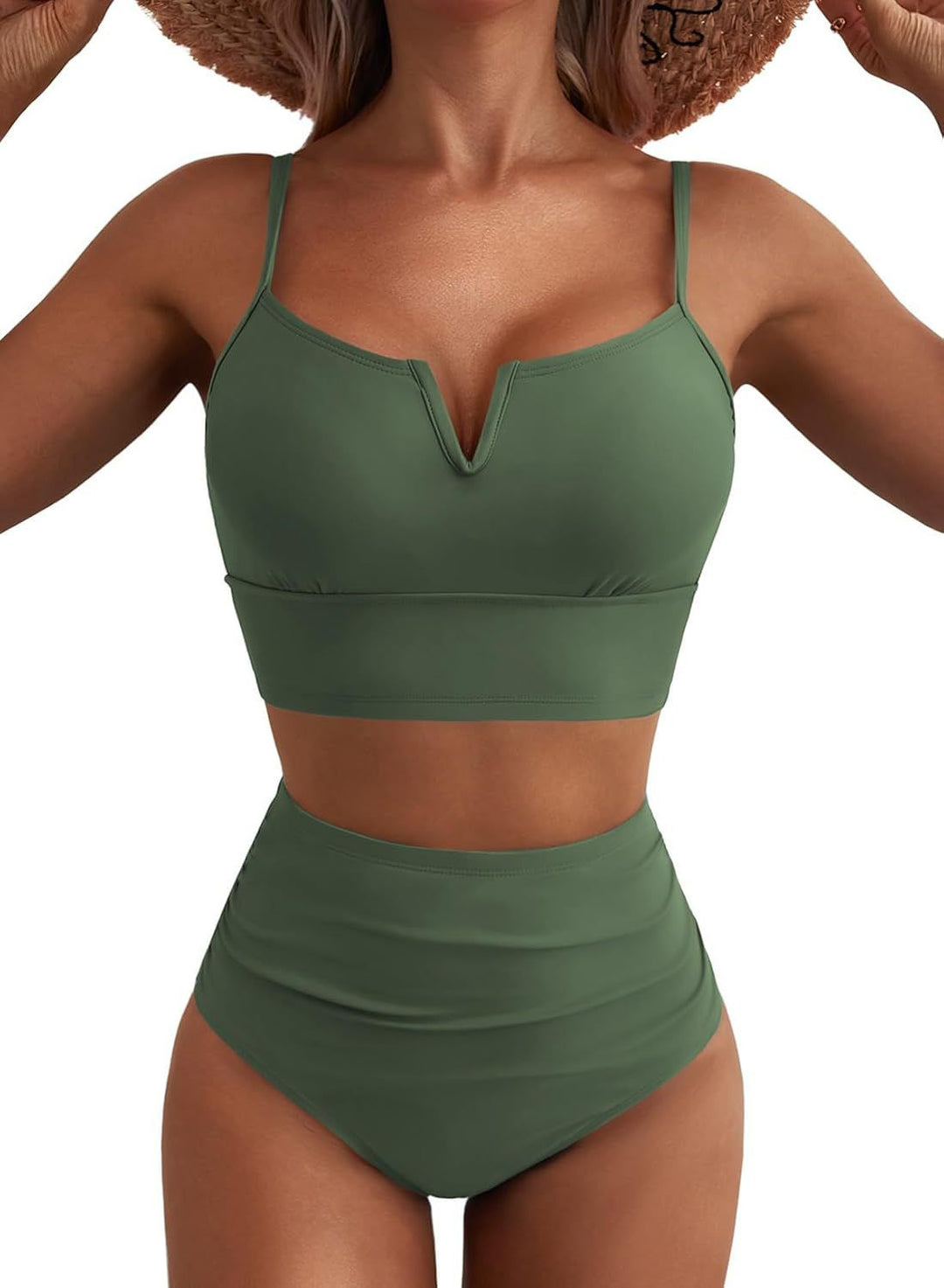 Dame hög midja bikini-set med modern V-ringning och bekväm passform Mirla-Eva Jonsson