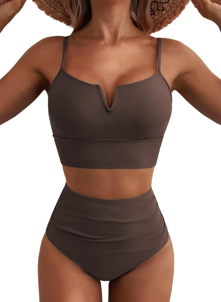 Dame hög midja bikini-set med modern V-ringning och bekväm passform Mirla-Eva Jonsson
