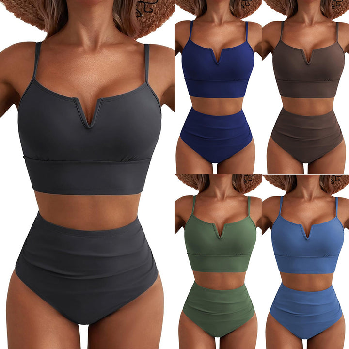 Dame hög midja bikini-set med modern V-ringning och bekväm passform Mirla-Eva Jonsson