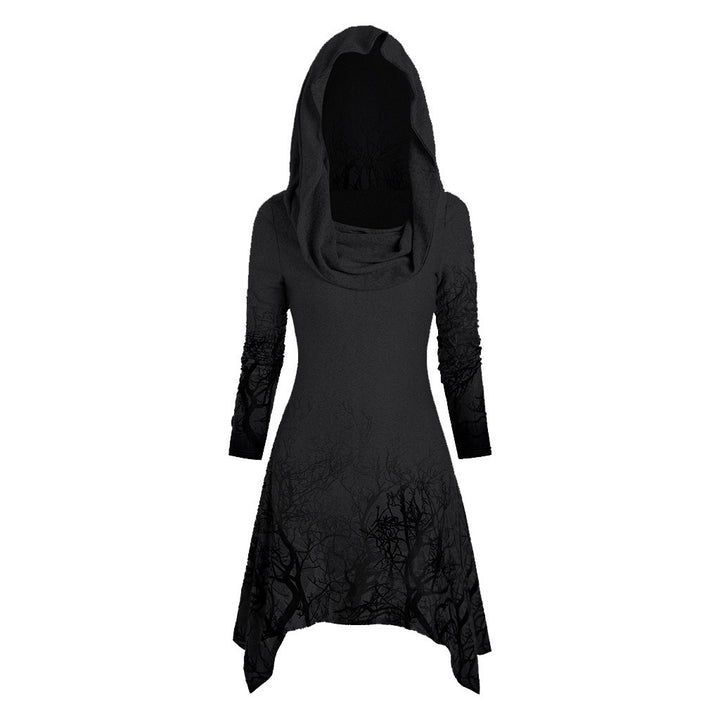 Dame hoodie klänning med grafisk träddesign Mirla-Eva Jonsson