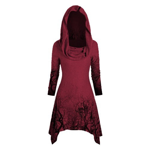 Dame hoodie klänning med grafisk träddesign Mirla-Eva Jonsson