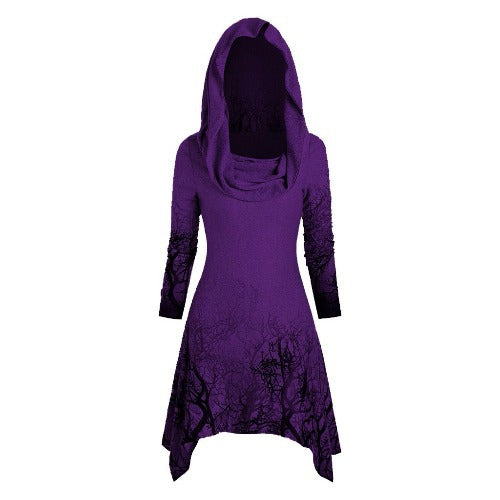 Dame hoodie klänning med grafisk träddesign Mirla-Eva Jonsson