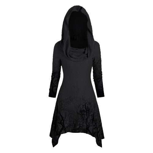Dame hoodie klänning med grafisk träddesign Mirla-Eva Jonsson