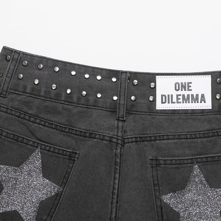 Dame jeansshorts med dekorativa nitar Mirla-Eva Jonsson