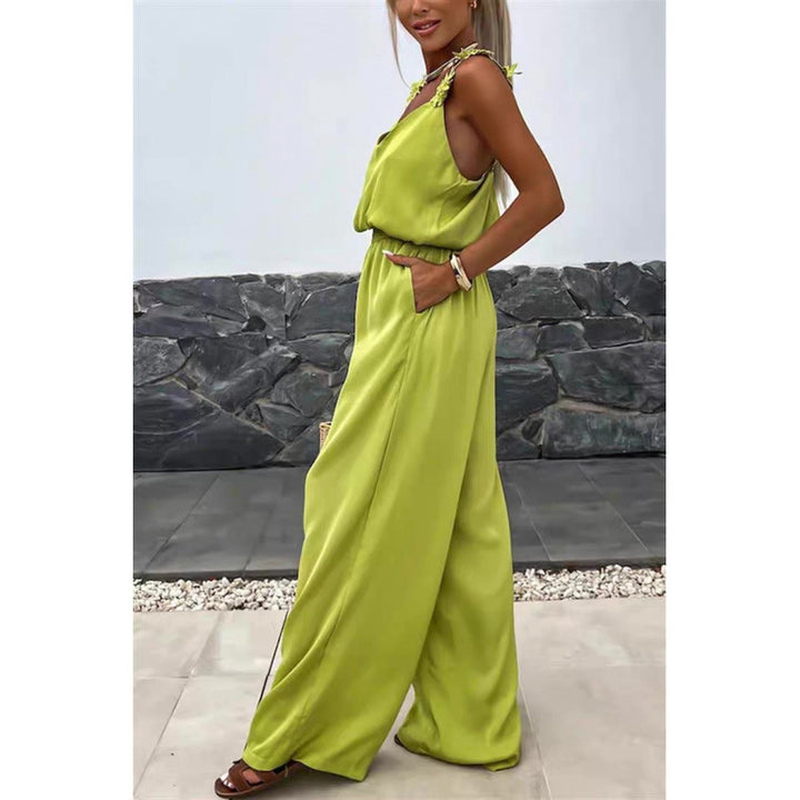 Dame jumpsuit med blommiga volanger och vida ben Mirla-Eva Jonsson