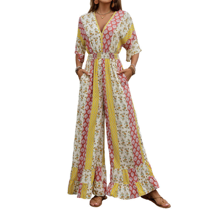Dame jumpsuit med breda ben och elastisk midjerem Mirla-Eva Jonsson