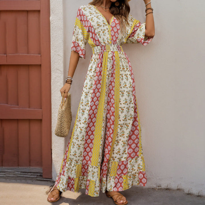 Dame jumpsuit med breda ben och elastisk midjerem Mirla-Eva Jonsson