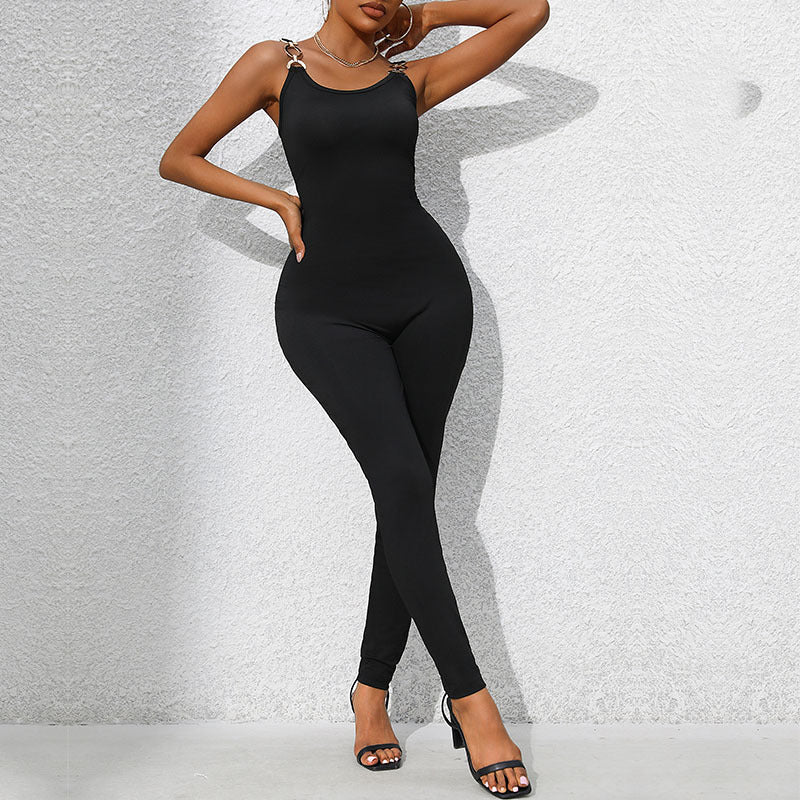 Dame jumpsuit med dekorativa axelringar Mirla-Eva Jonsson