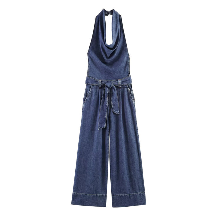 Dame jumpsuit med djupt V-ringning och vida ben Mirla-Eva Jonsson
