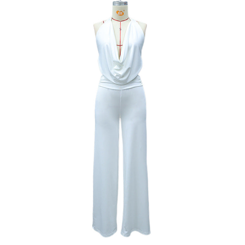 Dame jumpsuit med elegant inverkningsdetalj och vida benpartier Mirla-Eva Jonsson