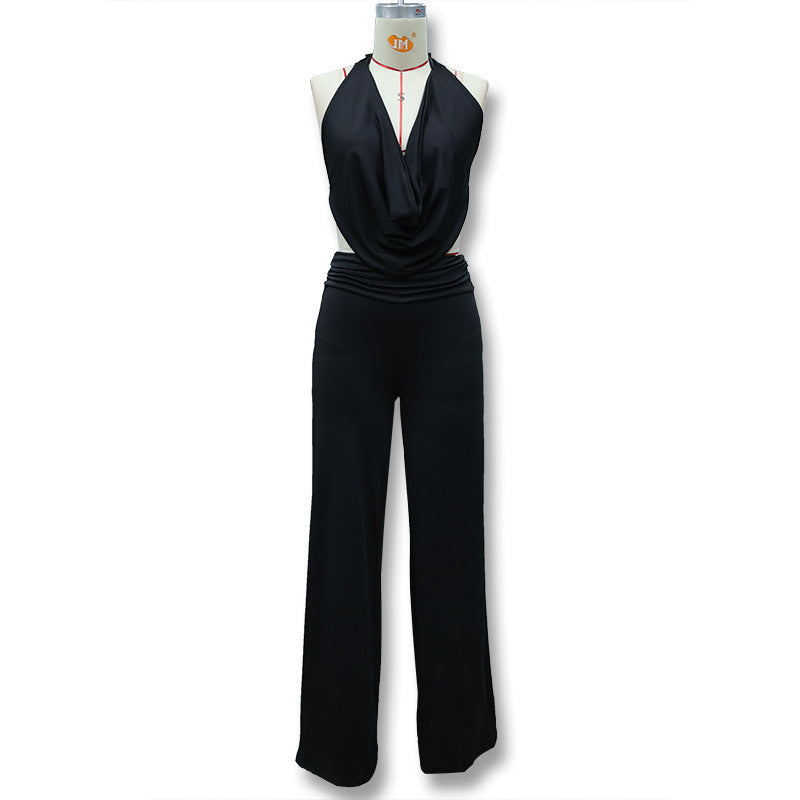 Dame jumpsuit med elegant inverkningsdetalj och vida benpartier Mirla-Eva Jonsson