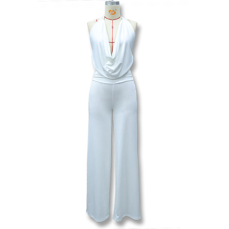 Dame jumpsuit med elegant inverkningsdetalj och vida benpartier Mirla-Eva Jonsson