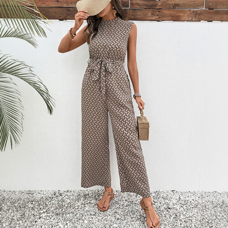 Dame jumpsuit med elegant knut och blommönster Mirla-Eva Jonsson