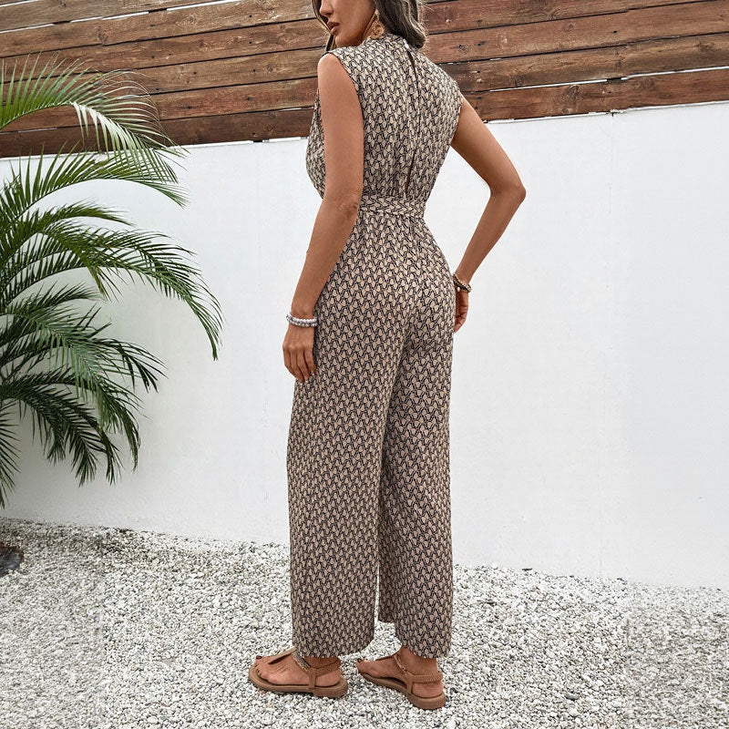 Dame jumpsuit med elegant knut och blommönster Mirla-Eva Jonsson