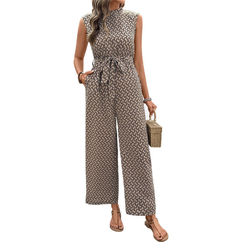 Dame jumpsuit med elegant knut och blommönster Mirla-Eva Jonsson