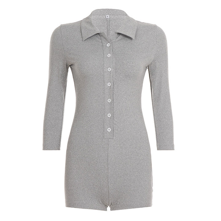 Dame jumpsuit med elegant krage och moderna knappdetaljer Mirla-Eva Jonsson
