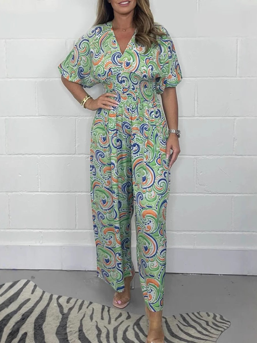 Dame jumpsuit med elegant omslagsöverdel och breda ben Mirla-Eva Jonsson